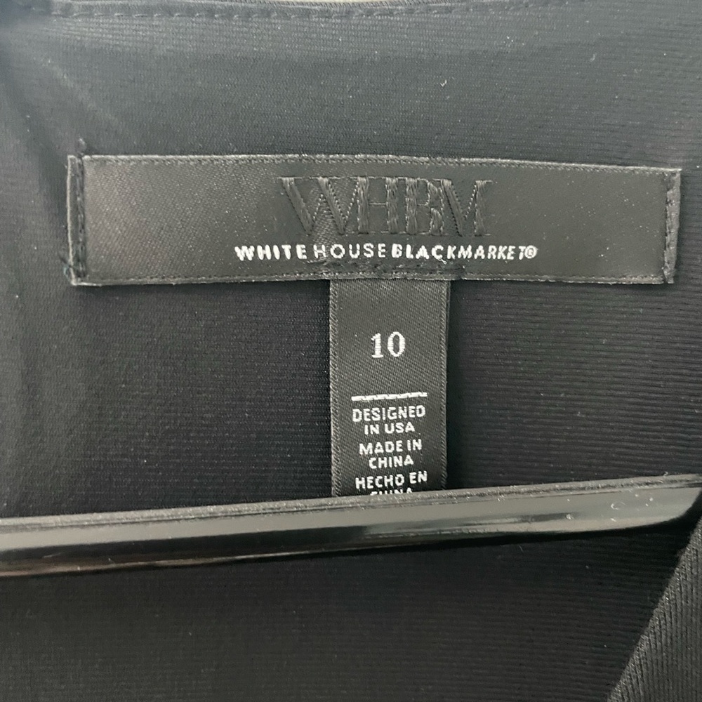 EUC WHBM Elegant Black Sleeveless Leather Trim Sheath Dress 10 - Picture 9 of 10